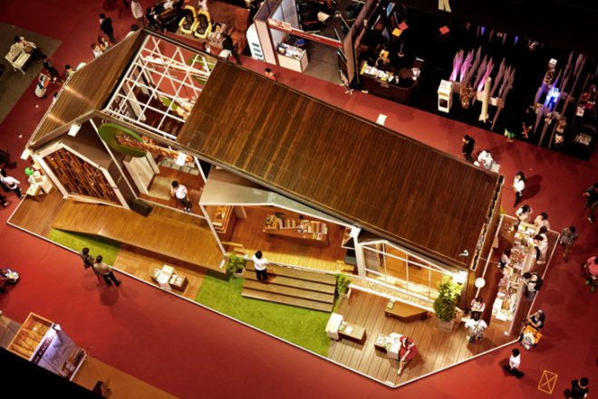 Apostrophy’s pavilion, Apostrophy’s Conwood, Conwood material, Conwood wood replacement, eco-friendly wood material, eco-friendly wood replacement product, sustainable building materials, pavilion architecture, Architect Expo 2014 Bangkok