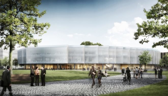 herzog & de meuron, astrazeneca, astrazeneca headquarters, cambridge, global r&d centre and corporate headquarters, astrazeneca flagship building, cambridge biomedical campus, triangular building, saw tooth geometry, zigzag roof, sawtooth roof, natural light, central courtyard