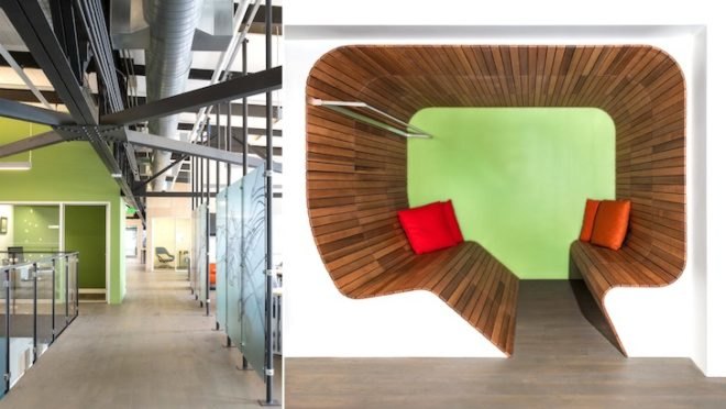 Lundberg Design, olle lundberg, 3ds max, autodesk, autodesk san francisco, autodesk offices, autodesk workshop, maritime architecture, warehouse architecture, open plan layout, salvaged wood, reclaimed wood, leed platinum commercial interiors, interior design, cnc shop, suspended conference table, private alcove work area, san francisco waterfront, san francisco pier
