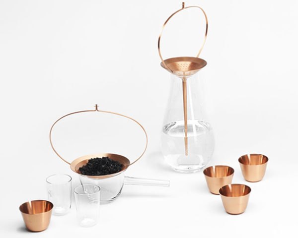 Formafantasma, Still collection, water purifying, engraved glass items, copper items, activated charcoal, J. & L. Lobmeyr, Design Academy of Eindhoven, Italian design