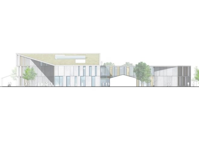 C.F. Møller, C.F. Møller Architects, C.F. Møller Landscape, Herningsholm Vocational School, school competition, school architecture competition, Denmark, sustainable architecture, green roof, rainwater infiltration, rainwater system, low e windows, flexible learning environment, fiber cement panels, natural daylighting