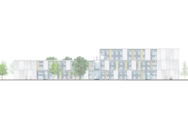 C.F. Møller, C.F. Møller Architects, C.F. Møller Landscape, Herningsholm Vocational School, school competition, school architecture competition, Denmark, sustainable architecture, green roof, rainwater infiltration, rainwater system, low e windows, flexible learning environment, fiber cement panels, natural daylighting