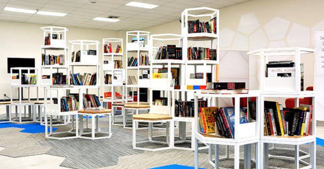 Green Dot Public Schools, No Right Brain Left Behind, Locke Jet Space, green renovation, sustainable design, green design, renovated library, green library, green interiors, sustainable interiors, green education, environmental initiatives