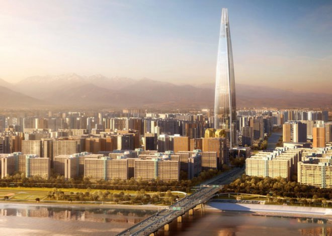 Kohn Pedersen Fox, Lotte World Tower, Lotte World Tower Seoul, Lotte World Tower sinkholes, sinkholes construction site, construction site halt, tower Korea, skyscraper Korea, LEED certification, LEED certified tower Korea