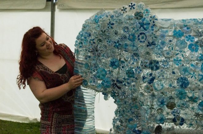 plastic bottle elephant, emily the elephant, sarah turner, sarah turner artist, sarah turner plastic bottles, coventry godiva festival, coventry plastic bottles, coventry plastic bottle elephant, godiva festival 2014, recycled plastic bottles, recycled plastic bottle art, plastic bottle art, recycled art, recycled materials, hula hoops, chicken wire, coventry blue