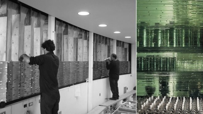 charles phan, lundberg design, olle lundberg, restaurant design, restaurant interior design, salvaged cypress, stacked glass wall, glass bar backsplash, james beard award, ferry building, san francisco, the slanted door, slanted door restaurant design,