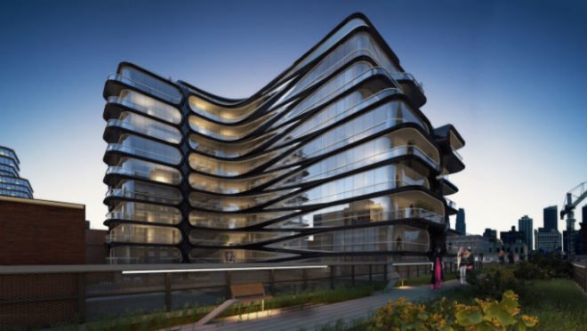 520 West 28th Street, Chelsea, eco design, green NYC, high line, high line architecture, high line condo, nyc architecture, Related companies, Zaha Hadid, zaha hadid architects, zaha hadid nyc, renderings, Zaha Hadid spaceship building,