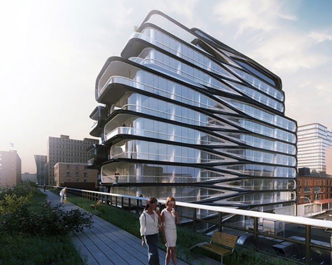 520 West 28th Street, Chelsea, eco design, green NYC, high line, high line architecture, high line condo, nyc architecture, Related companies, Zaha Hadid, zaha hadid architects, zaha hadid nyc, renderings, Zaha Hadid spaceship building,