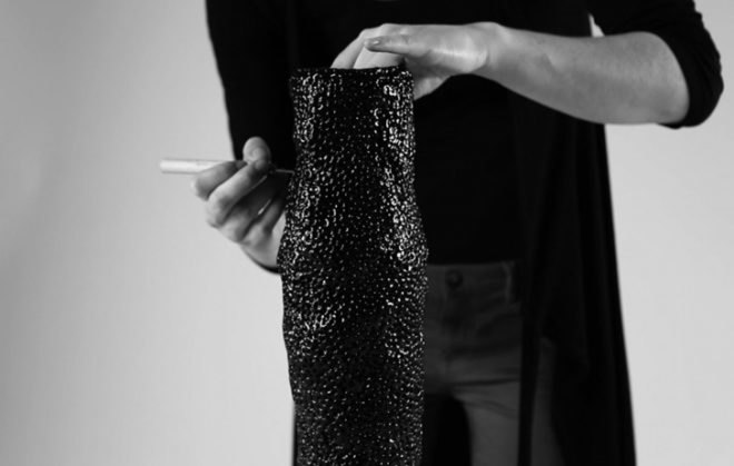 Marlène Huissoud, silkworm cocoons, beehive resin, propolis, sericin, glass blowing, organic furniture, natural by-products, biodegradable materials, sustainable materials, furniture design, rubber trees