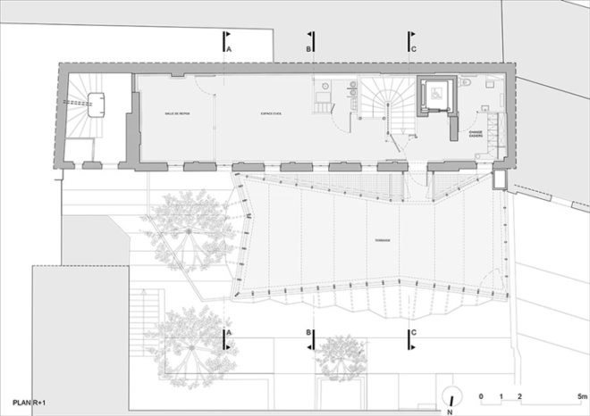 green design, eco design, sustainable design, paris nursery, h2o architects, epee de bois, fabric canopy extension, glass box