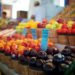 baskets of fruit at a farmers market