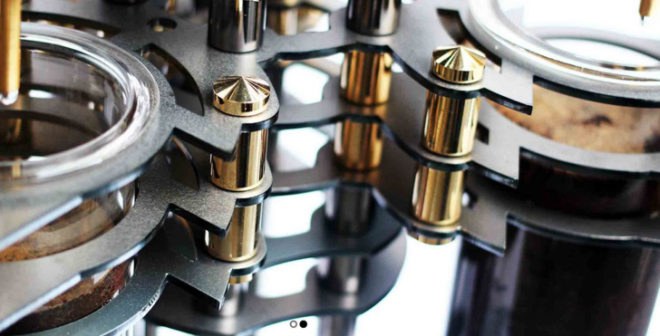 Gothicism cold drip coffee maker, coffee maker, green appliances, art installation, Dutch Lab, Seoul designers, coffee maker art, laser-cut coffee maker, CNC technology