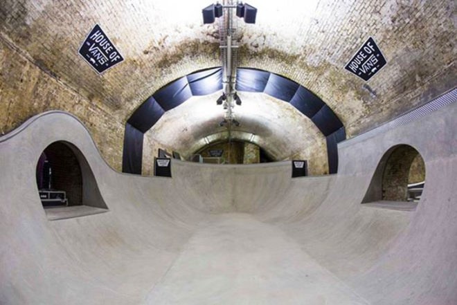 House of Vans, Vans Old Vic tunnels, old vic tunnels, London underground skate park, underground skate park, public skate park London, design for charity, underground exhibition space London, pop-up restaurants, Secret Cinema Algiers
