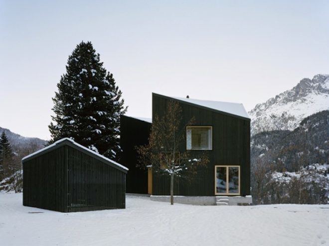 Lacroix | Chessex Architectes, Maison aux Jeurs, Les Jeurs, timber cabin, untreated timber, untreated fir, all timber cabin, all timber architecture, dark timber, alpine retreat, alpine architecture, switzerland, swiss cabin, wood-lined interior