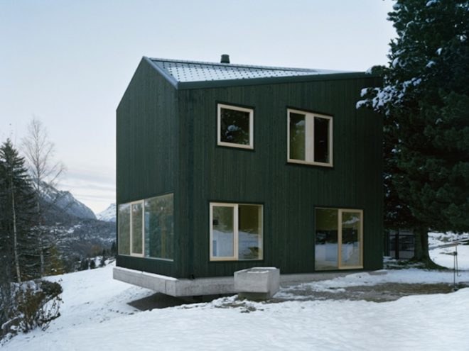 Lacroix | Chessex Architectes, Maison aux Jeurs, Les Jeurs, timber cabin, untreated timber, untreated fir, all timber cabin, all timber architecture, dark timber, alpine retreat, alpine architecture, switzerland, swiss cabin, wood-lined interior