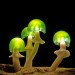 Great mushrooming, Yukio Takano, led lights, green lamps, reclaimed wood, reclaimed wood lamps, mushroom lamps, mushrooms, LED, low-energy lighting, sustainable design, sustainable lighting, energy-efficient lighting