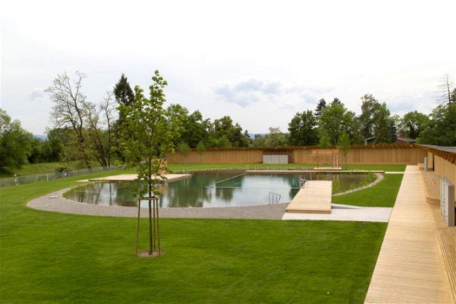 Naturbad Riehen, Herzog & de Meuron, switzerland, natural swimming pool, riehen, chlorine-free swimming pool, swimming pool