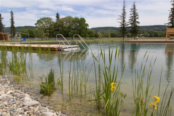 Naturbad Riehen, Herzog & de Meuron, switzerland, natural swimming pool, riehen, chlorine-free swimming pool, swimming pool