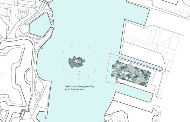 Felix Cheong, oscillating platforms, land art generator initiative, 2014 land art generator initiative competition, 2014 LAGI competition, renewable energy, harness wind energy, wave energy, tidal energy, Copenhagen, art installation, pressurized air chamber, oscillating water column, wind turbine