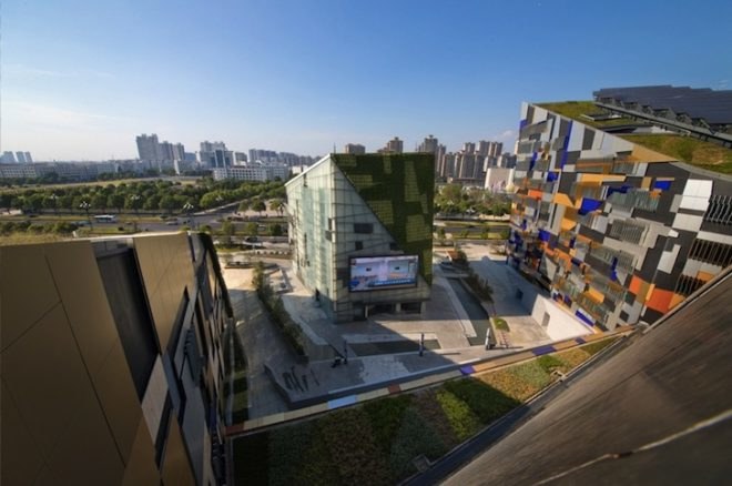 studio505, phoenix valley, green roof, vertical walls, pv system, solar thermal arrays, natural ventilation, LED lighting, stormwater management, chinese opera, cultural center, wujin, changzhou, china architecture, chinese architecture, china 3 star rating
