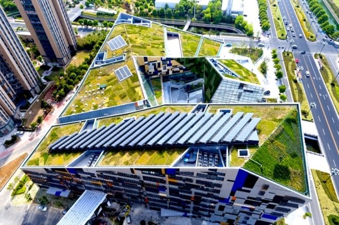 studio505, phoenix valley, green roof, vertical walls, pv system, solar thermal arrays, natural ventilation, LED lighting, stormwater management, chinese opera, cultural center, wujin, changzhou, china architecture, chinese architecture, china 3 star rating