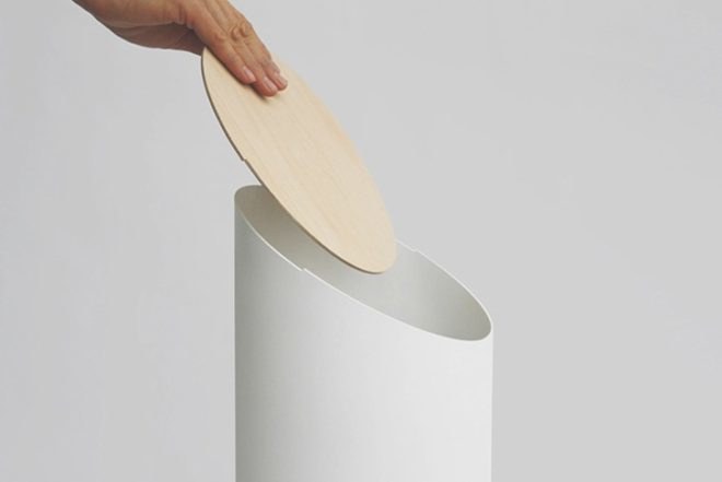 swing bin, reader submitted content, Shigeichiro Takeuchi, trash can design, kickstarter, elegant trash can, waste bin design,