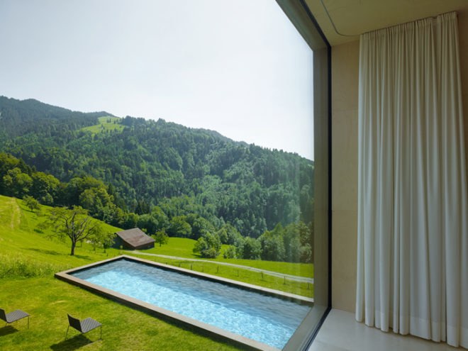 Marte Marte Architekten, steel facade, oxidized steel, mountain house, Alpine architecture, Austrian architects, metal facades, green architecture, underground pools, tower design