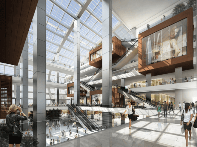 hang lung plaza, riverside 66, tianjin, china, chinese architecture, pre certified leed gold, kpf, kpf architects, Kohn Pedersen Fox Architects, hai he river, he ping lu, concrete ribs, James von Klemperer, curved building, riverfront