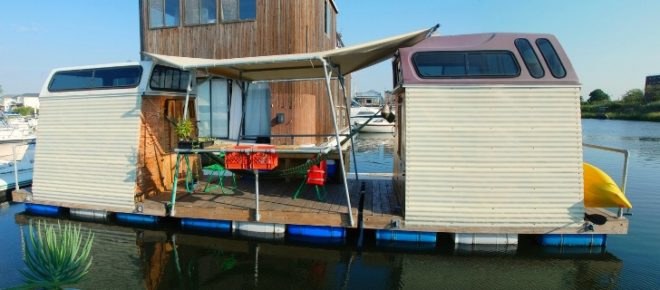 truck-a-float hotel, Combo Colab , Rockaway sustainable hotel, Rockaway floating hotel, Far Rockaway, eco-pods, sustainable hotels, repurposed automobile parts, repurposed truck parts