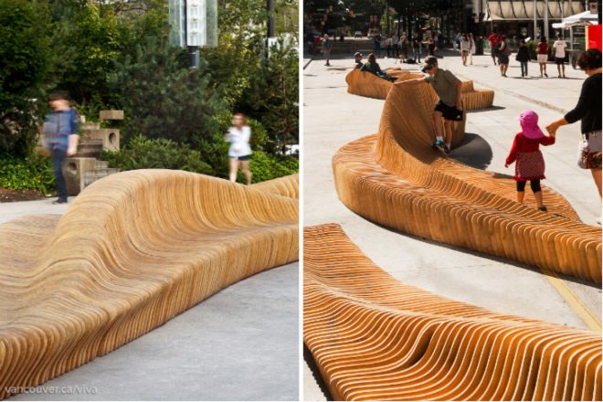 Urban Reef, VIVA Vancouver, vancouver, pop up park, urban seating, robson redux, pedestrian friendly, modular seating