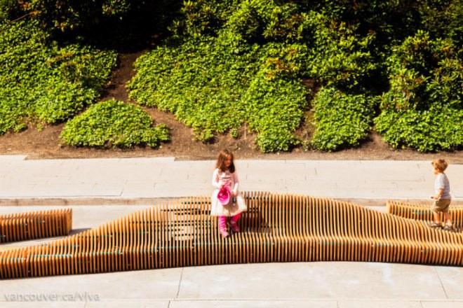 Urban Reef, VIVA Vancouver, vancouver, pop up park, urban seating, robson redux, pedestrian friendly, modular seating