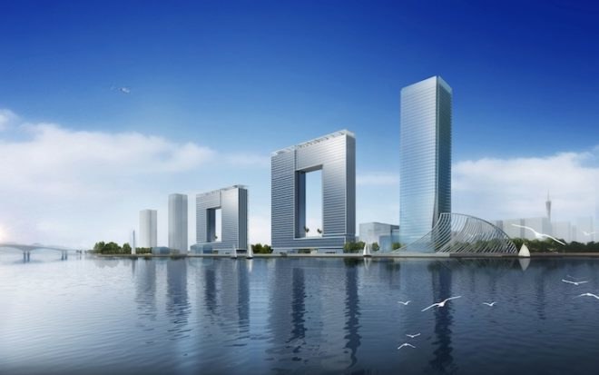 atkins, window of guangzhou, pearl river, guangzhou, atkins engineering, chinese architecture, shu guang, china communications construction company, window-shaped building, port city, international trade, high-end office buildings, solar shading