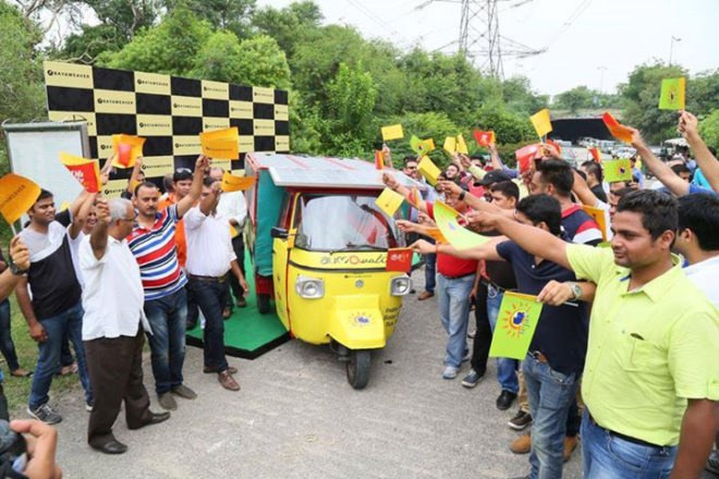 solar, powered, tuk tuk, bangalore, india, england, naveen, rabelli, tejas, ecomobility, green, electric, car