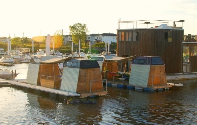 truck-a-float hotel, Combo Colab , Rockaway sustainable hotel, Rockaway floating hotel, Far Rockaway, eco-pods, sustainable hotels, repurposed automobile parts, repurposed truck parts