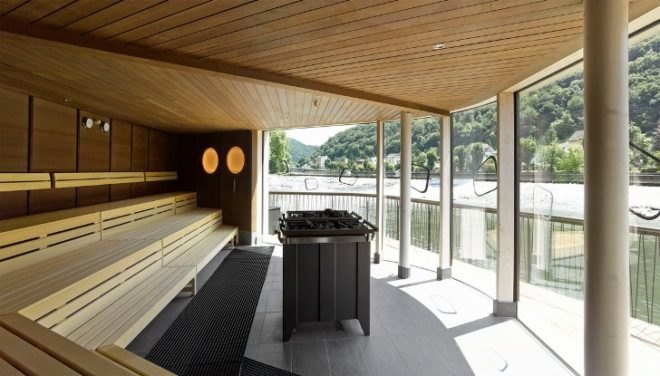 4a Architekten, Emser Sauna, floating sauna, architecture, Emser Thermal Spa, river Lahn, German saunas, sauna architecture, spa design, floating architecture, floating structure, river structures