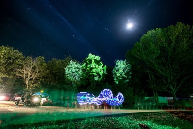 Maizz Visual, blink twice, audiovisual installation, reader submitted content, summer set music festival, wisconsin, trees, video installation, 3d motion faces, 3d motion projection, green man, green men, video projectors
