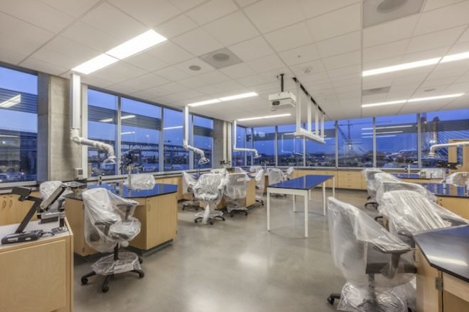 LEED Platinum, Portland, Oregon, Collaborative Life Sciences Building, Oregon Health Sciences University, Portland State University, Oregon State University, sustainable architecture, energy efficiency, stormwater collection, green roofs, SERA Architects, CO Architects, collaborative project delivery, BIM, prefabrication,