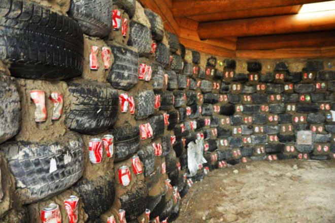 Sandra Burkholder, darfield earthship, tires, old tires, rammed earth, earthship, greywater, graywater, grey water, gray water, hugelkultur, permaculture, sustainable permaculture, permaculture gardening, low impact, low impact house, low-impact, low-impact living, perennials, perennial, perennial garden, raised garden beds, Home Made from Old Tires and Pop Cans, , recycled home, green home, recycled materials, green design, eco design, sustainable design, eco architecture, green architecture