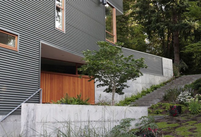 Main Street House SHED Architecture, SHED Architecture, Concrete house, natural building materials, wood interior, natural lighting, San Francisco architecture, sloped roof, roof deck, green architecture