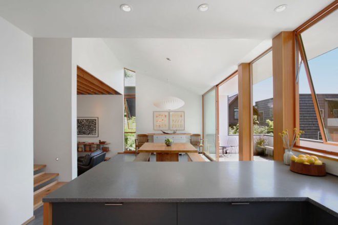 Main Street House SHED Architecture, SHED Architecture, Concrete house, natural building materials, wood interior, natural lighting, San Francisco architecture, sloped roof, roof deck, green architecture