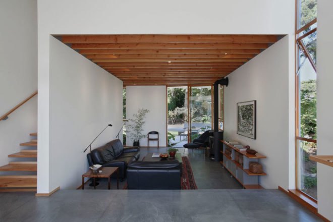 Main Street House SHED Architecture, SHED Architecture, Concrete house, natural building materials, wood interior, natural lighting, San Francisco architecture, sloped roof, roof deck, green architecture