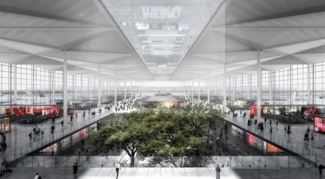 JAHN, mexico city, mexico city international airport, airport, airport design, sustainable airport, low-e coating, Francisco Gonzalez-Pulido, LOGUER, ADG, energy efficiency, PTFE, nanogel infill, natural wetland, rainwater collection, earth tubes