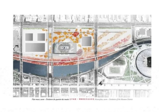 Jean Nouvel, National Art Museum of China, NAMOC, art museum, museum design, beijing, beijing olympic park, forbidden city, beijing institute of architectural design, perforated facade, filigree facade, funnel-shaped atrium, atrium, indoor garden