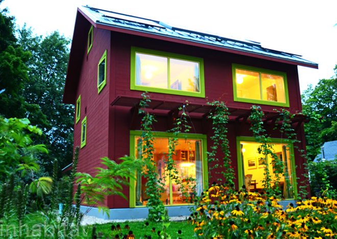 Passivhaus, Passive House, passive design, solar power, energy plus, NewenHouse, Sonya NewenHouse, Madison Environmental Group, green design, sustainable design, eco-design, stuga, wood-fired stove, natural light, daylighting, energy-efficiency, Viroqua, Wisconsin, house heated with hair dryer energy equivalent, cold climates, passive house in cold climates, passive house kits,