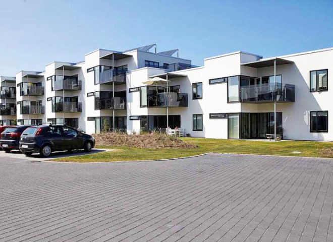 Sæby Strand, social housing, C.F. Møller, passive house, passive design, passive heating, solar design, solar panels, Danish architecture, Danish architects, affordable housing, low-income housing