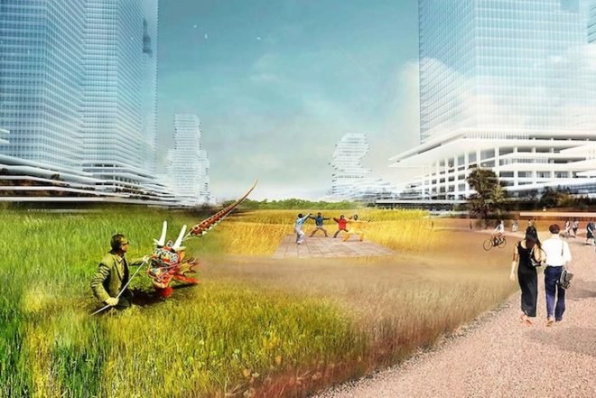 KAMJZ, Shenzhen bay super city, Shenzhen, masterplan, Shenzhen masterplan, terraced towers, reclaimed land, mixed use