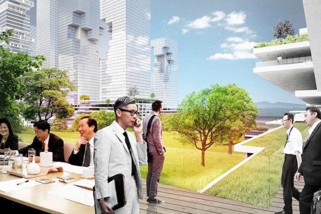 KAMJZ, Shenzhen bay super city, Shenzhen, masterplan, Shenzhen masterplan, terraced towers, reclaimed land, mixed use