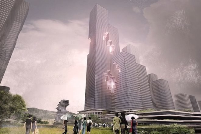 KAMJZ, Shenzhen bay super city, Shenzhen, masterplan, Shenzhen masterplan, terraced towers, reclaimed land, mixed use