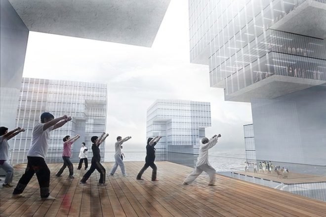 KAMJZ, Shenzhen bay super city, Shenzhen, masterplan, Shenzhen masterplan, terraced towers, reclaimed land, mixed use