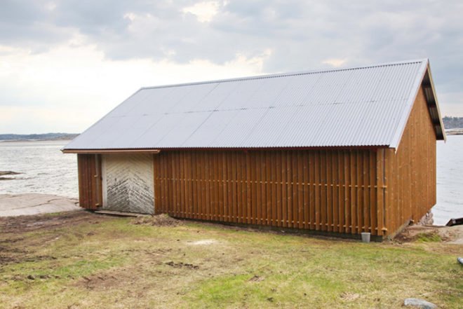 Snøhetta, renovated, Hudøy Cabin, Norway, corrugated polycarbonate, recycled wood, green renovation